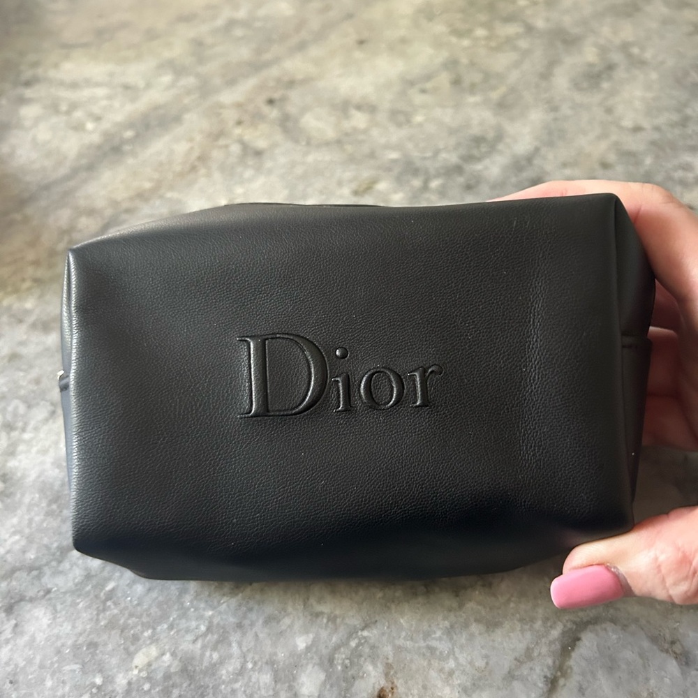 Dior Black Leather Cosmetic Bag